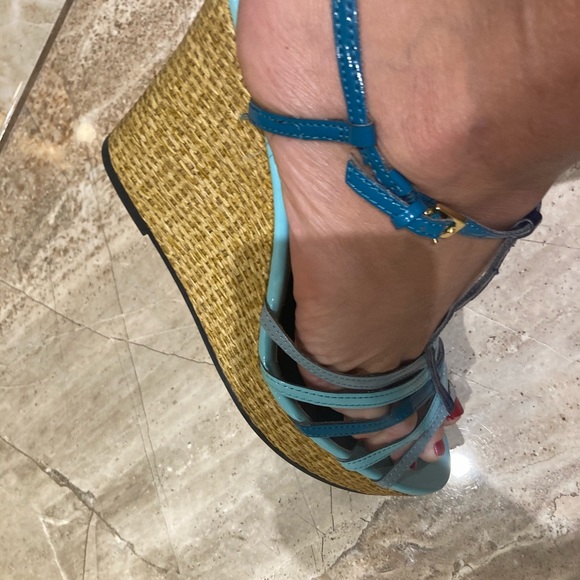 Christian Sirisno blue/green sandal wedge - Picture 3 of 12